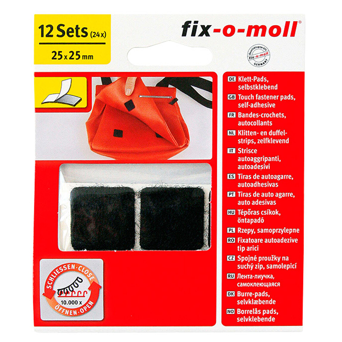    Fix-o-moll Cırtbant Pads Siyah 25X25 mm   