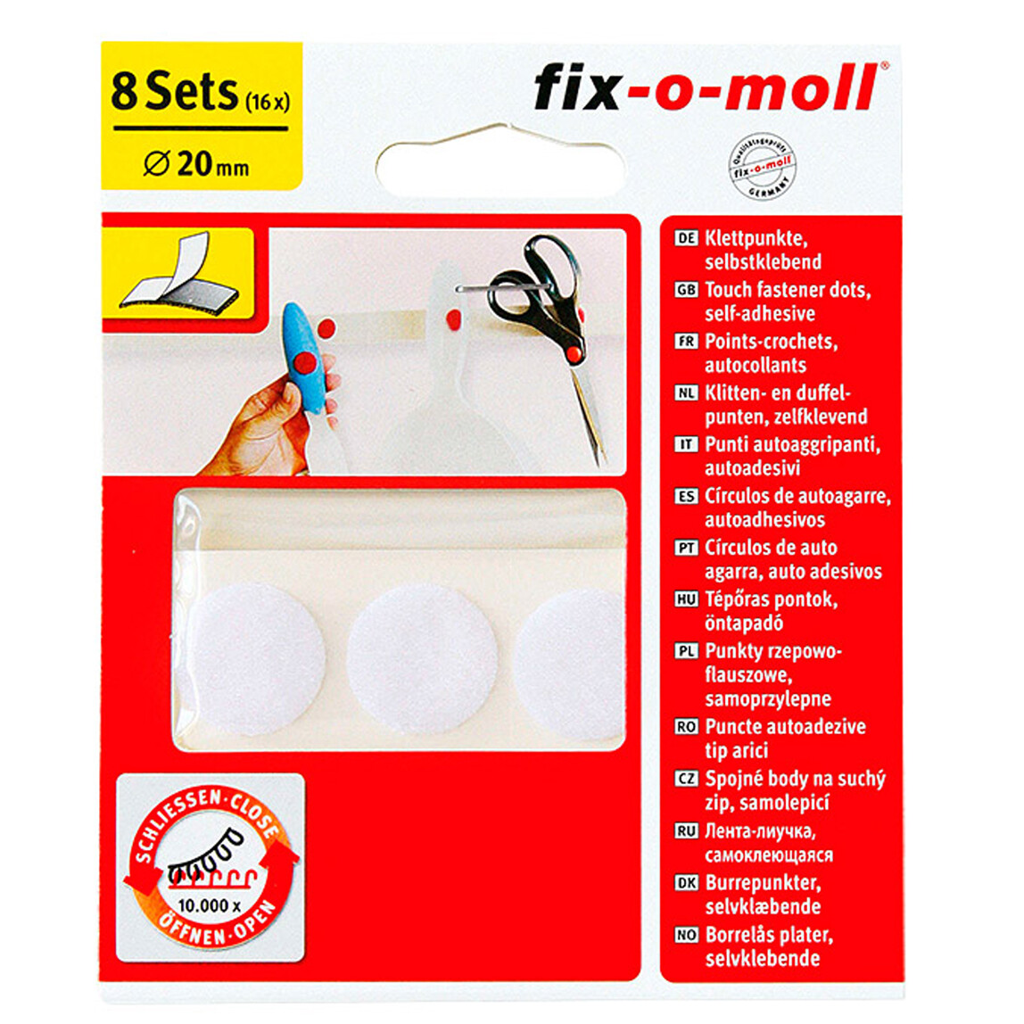    Fix-o-moll Cırtbant Nokta Beyaz 20 mm 8 Set  