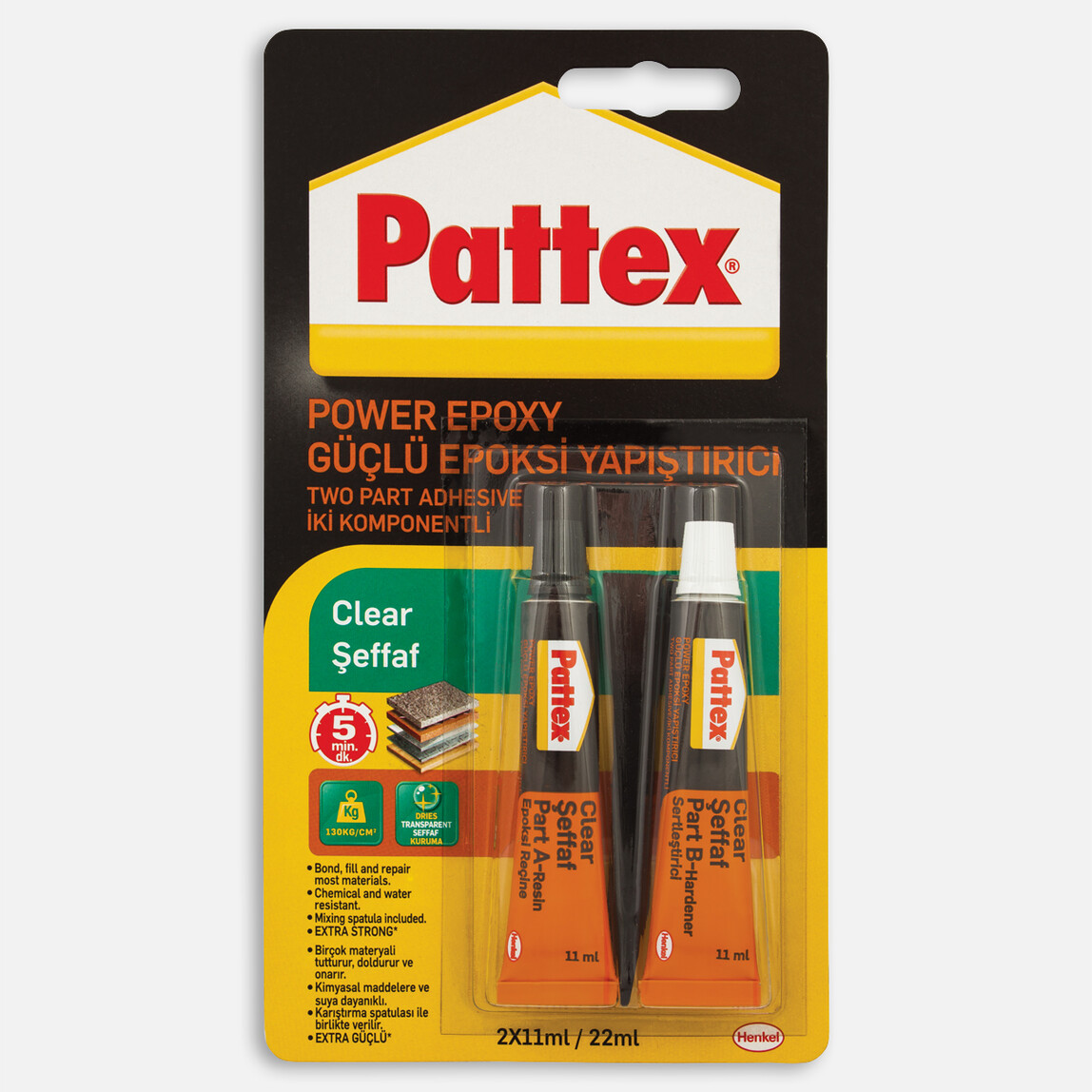    Pattex Epoksi Yapıştırıcı Şeffaf 2x11 ml   