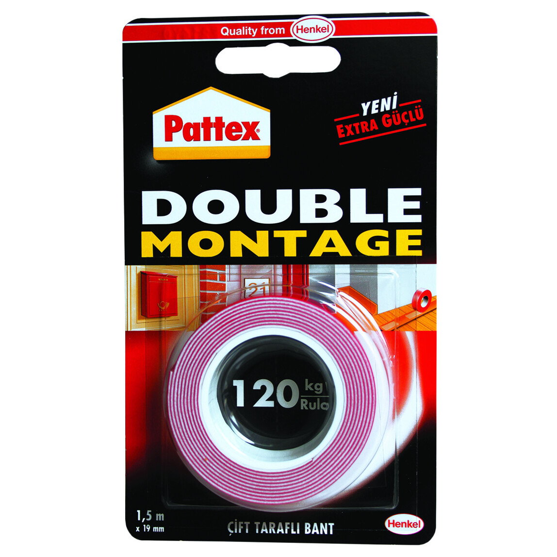    Pattex Double Montaj Bandı 120 kg 19 mm x 1.5 m 