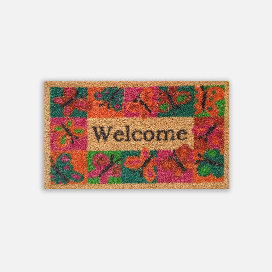 Ekol Butterfly Baskılı Dikdörtgen 30x50 cm Koko-Pvc Paspas Çok Renkli