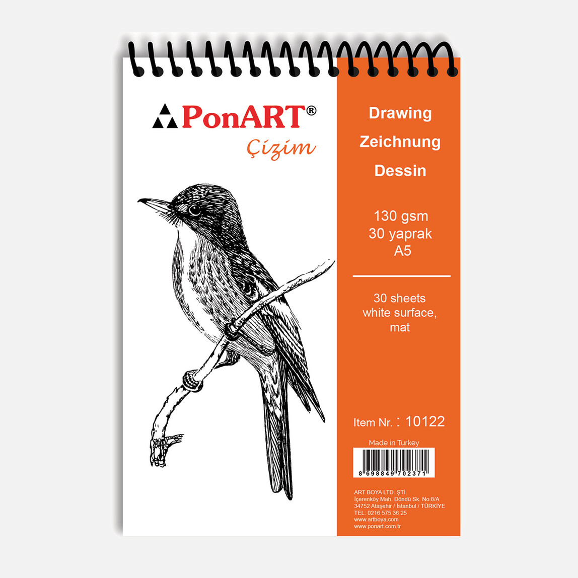    PonArt  10 122 Drawing & Painting Blok 130gr  A5 30 Yaprak  