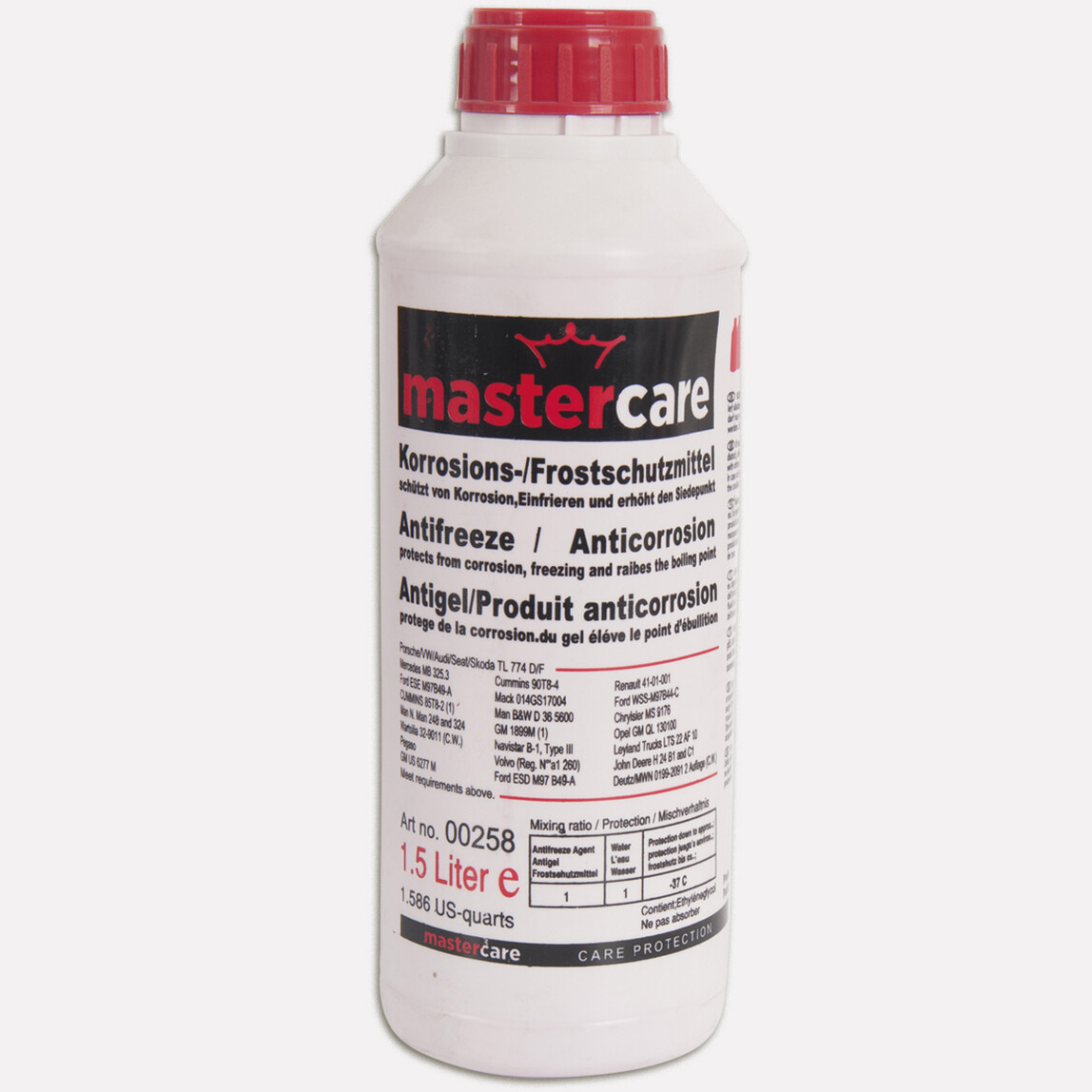    Mastercare -37C Organik Antifrizli Cam Suyu Çeşitli Miktarlarda-Kırmızı  