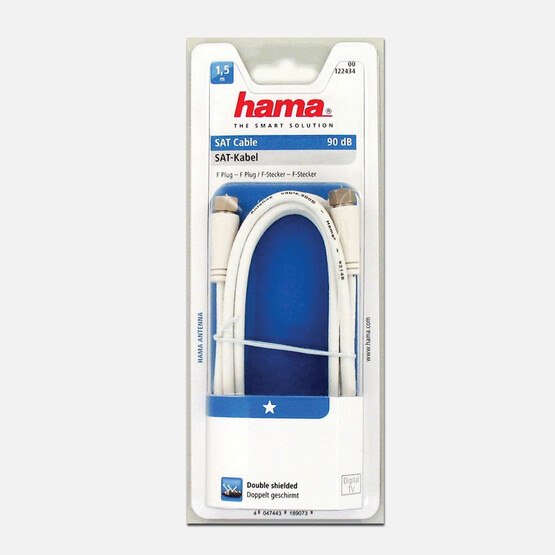 Hama SAT Kablosu F Fiş - F Fiş Beyaz 90dB 1.5m 