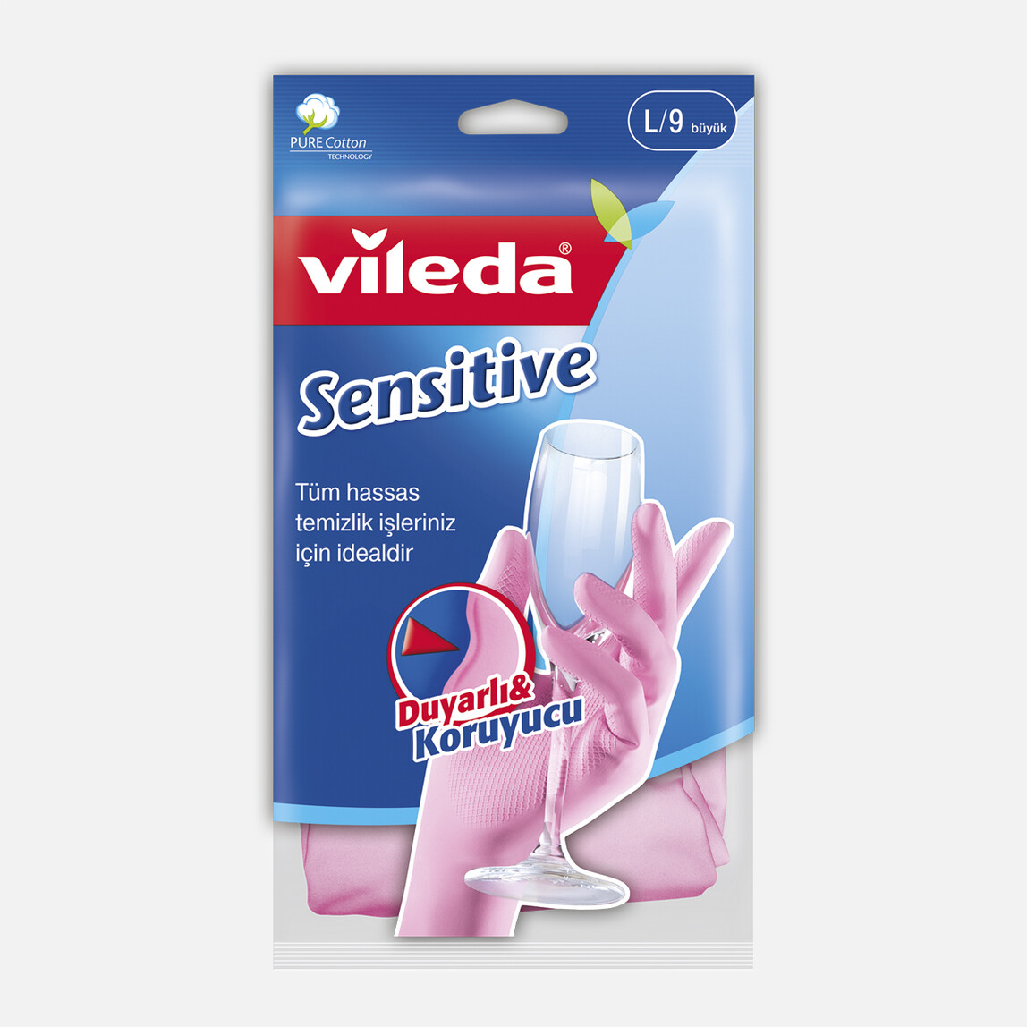    Vileda Candy Pink Sensitive Pamuklu Tek Large Temizlik Eldiveni Pembe 