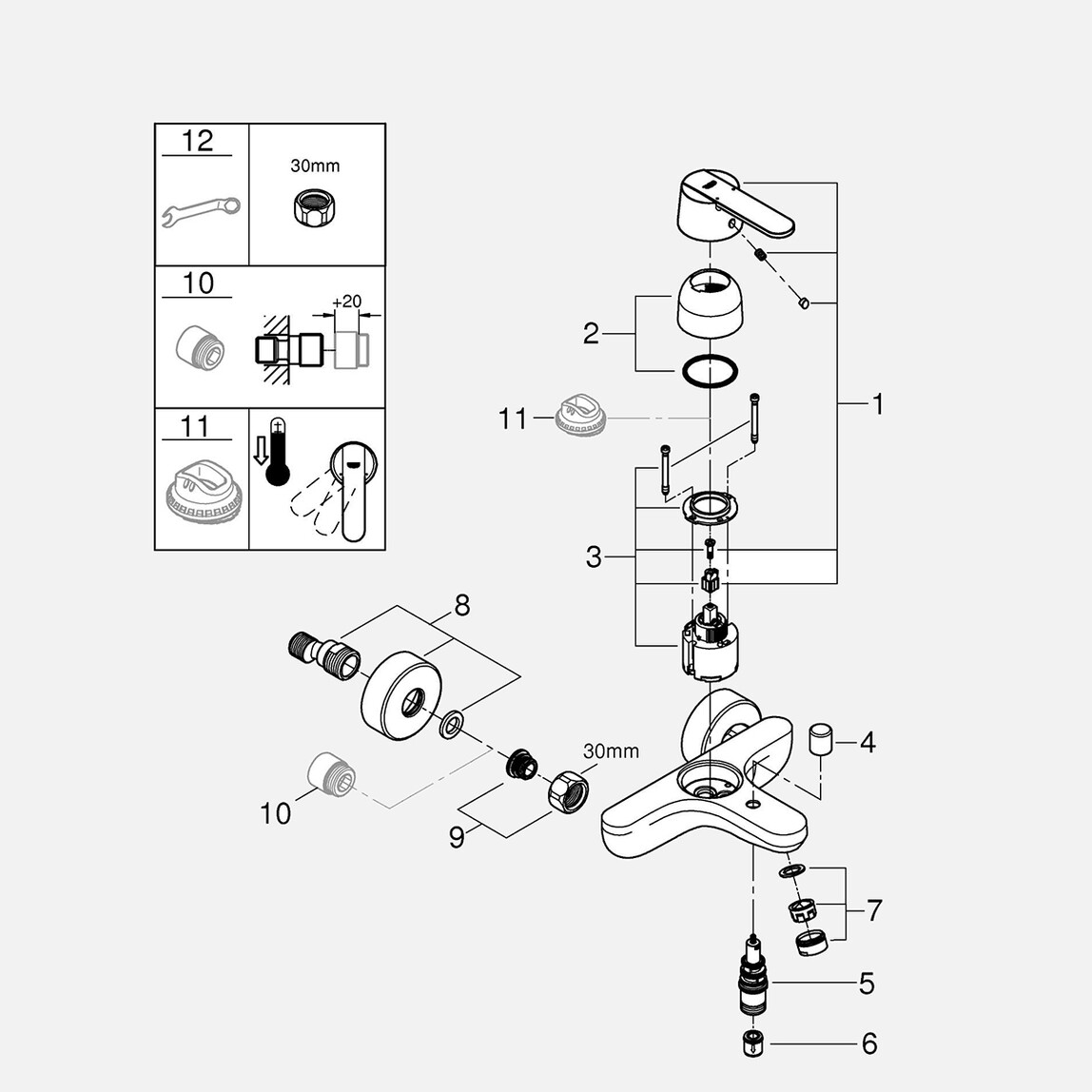    Grohe Get Banyo Bataryası  