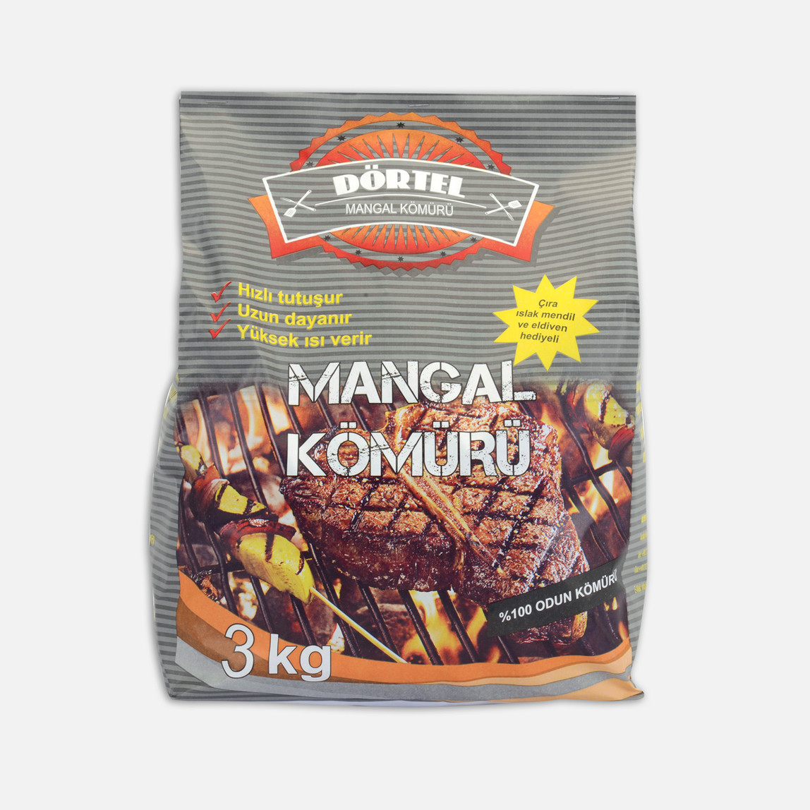    Dörtel 3 Kg Mangal Kömürü 