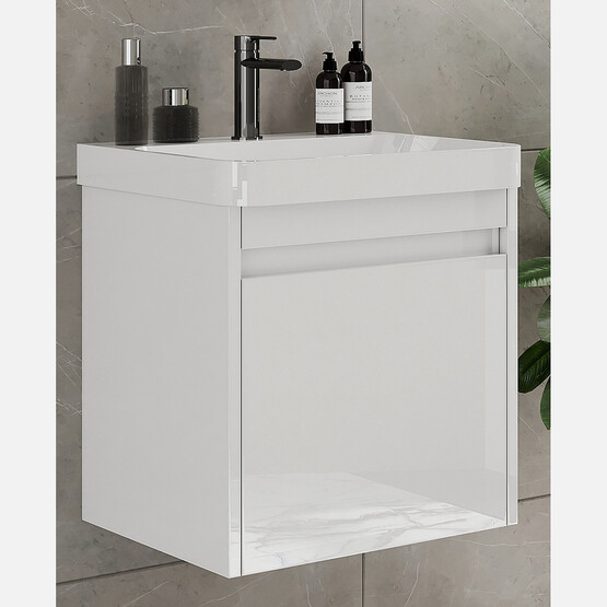 Polka Devrez 50 cm Banyo Dolabı Alt Modül Beyaz