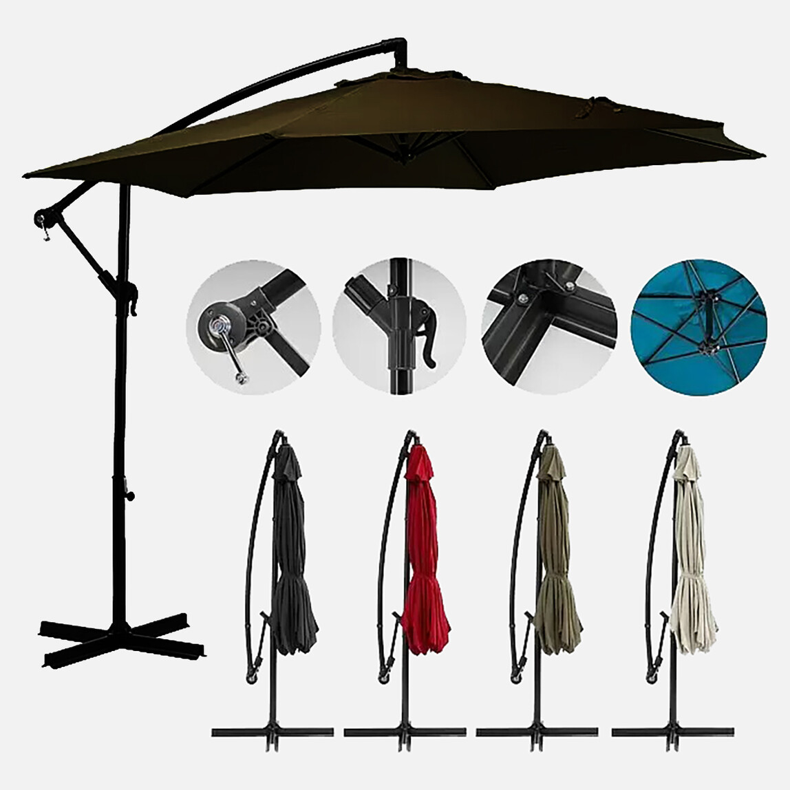    Sunfun Toscana Şemsiye Koyu Kahverengi 300 cm  