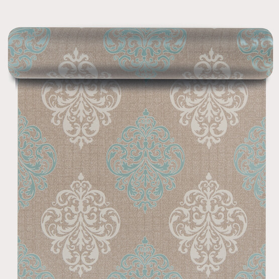 Golden Kareli Damask Desenli Duvar Kağıdı Turkuaz 52 cm x 10 m 