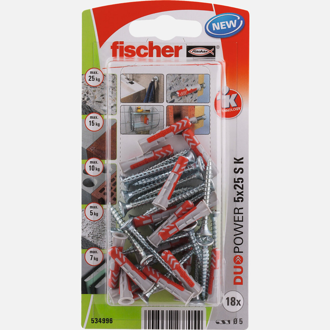    Fischer Duopower 5x25 KSNV(18+18)Dübel   