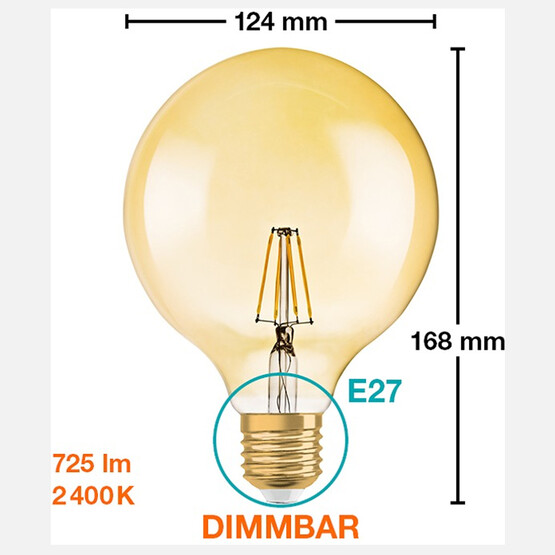 Osram Rustik Globe 7.5 W Sarı Led E27 Duy Led Ampul  