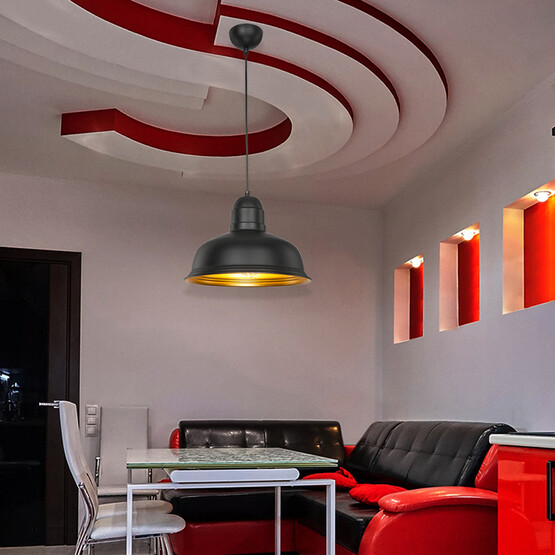 Modelight Kümbet Metal Yuvarlak Tekli Modern Sarkıt Siyah  