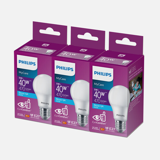 Philips Essential 40 W Beyaz Klasik E27 Duy 3'lü Led Ampul  
