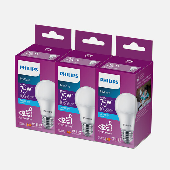 Philips Essential 75 W Beyaz Klasik E27 Duy 3'lü Led Ampul  
