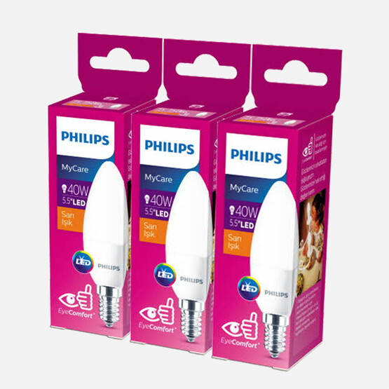 Philips My Care 40 W Sarı Mum E14 Duy 3'lü Led Mum Ampul  