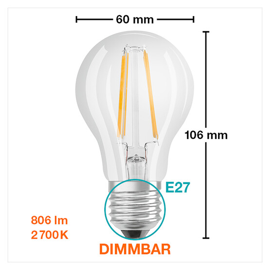 Osram CLA Fil 60 6.5 W Sarı Klasik E27 Duy Led Ampul  