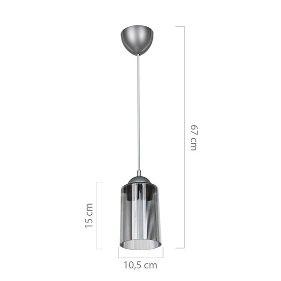 Modelight Optik Cam E27 Duy Yuvarlak Tekli Modern Sarkıt Füme 