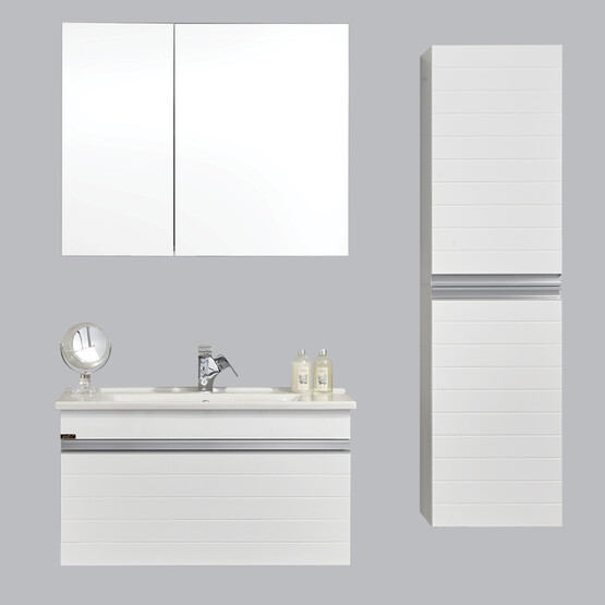 Gold Banyo Angela Aynalı 80 cm Takım Banyo Dolabı Beyaz