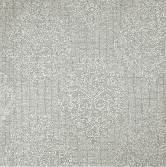 Golden 52 cm x 10 m Kareli Damask Desenli Duvar Kağıdı Gümüş