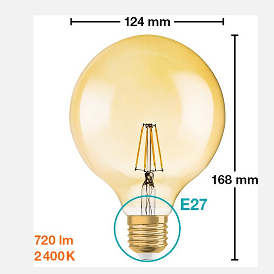 Osram Globe 7 W Sarı Klasik E27 Duy Led Ampul  