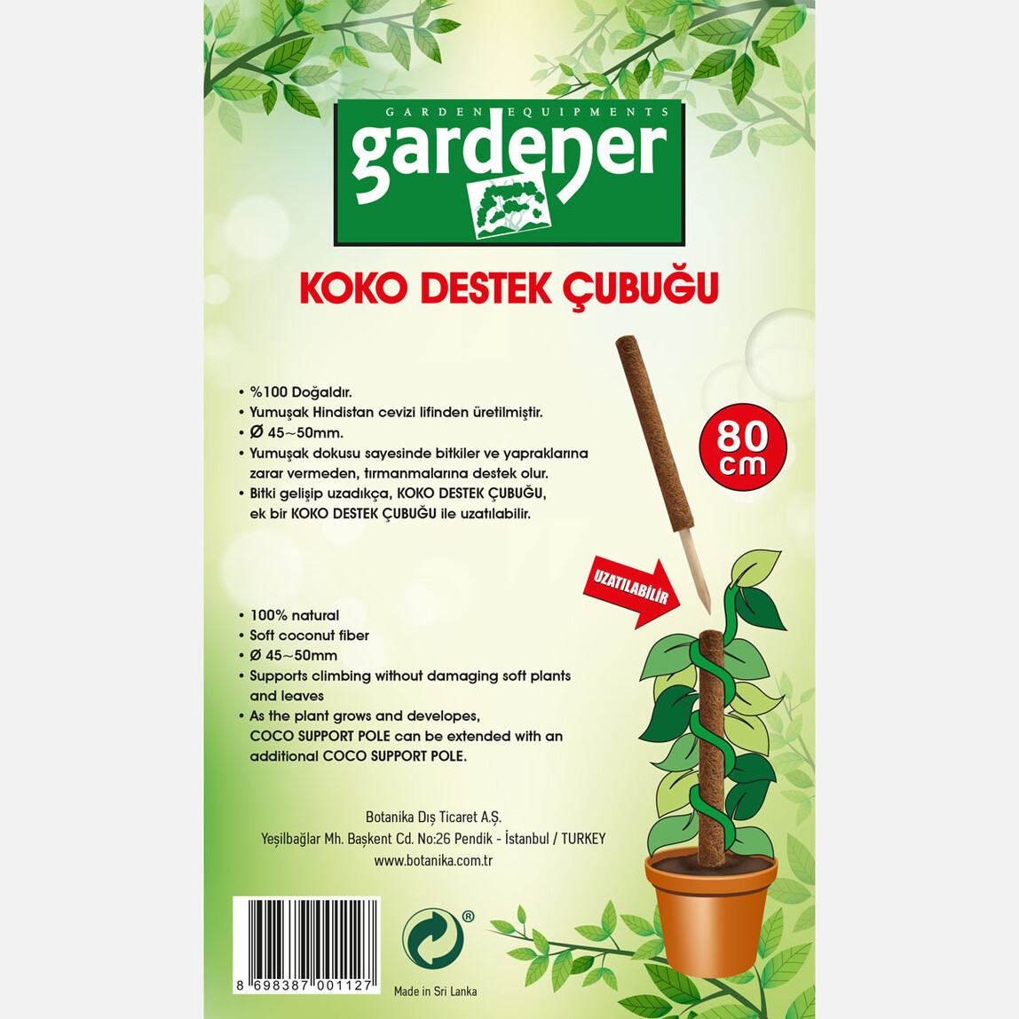    Gardener Koko Sarmaşık Çubuğu  80CM   