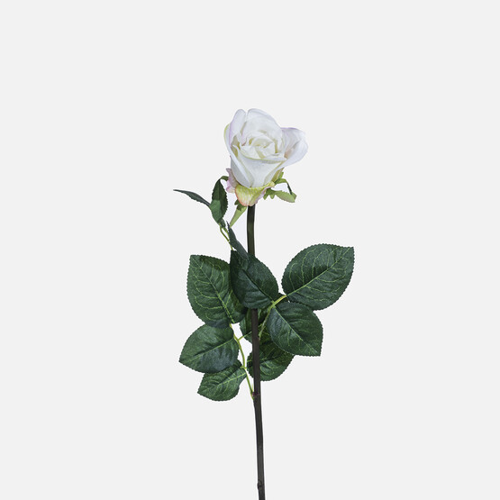 Yapay Tek Dal Gül Beyaz 50cm 