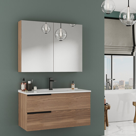 Polka Lore Aynalı 82 cm Takım Banyo Dolabı Beyaz