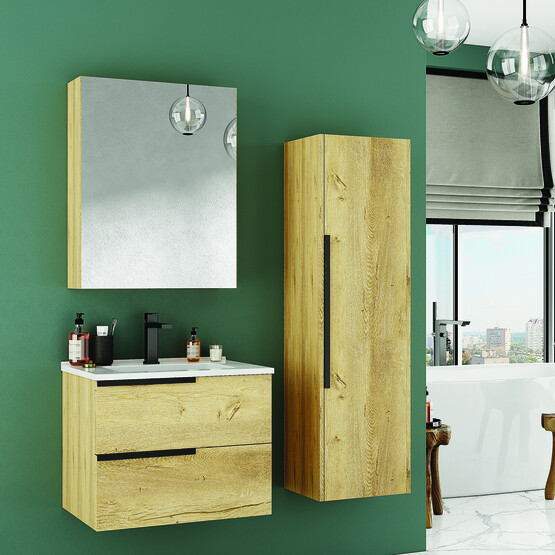 Polka Lore Aynalı 62 cm Takım Banyo Dolabı Ceviz