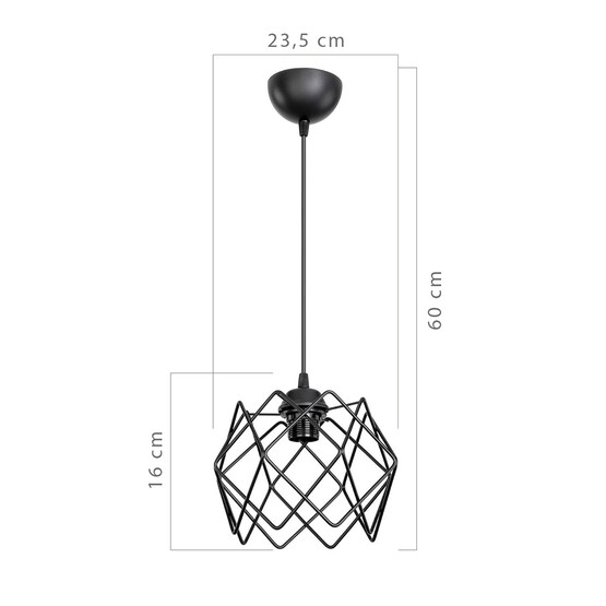 Modelight Koza Metal Üçgen - Prizma Tekli Modern Sarkıt Siyah 
