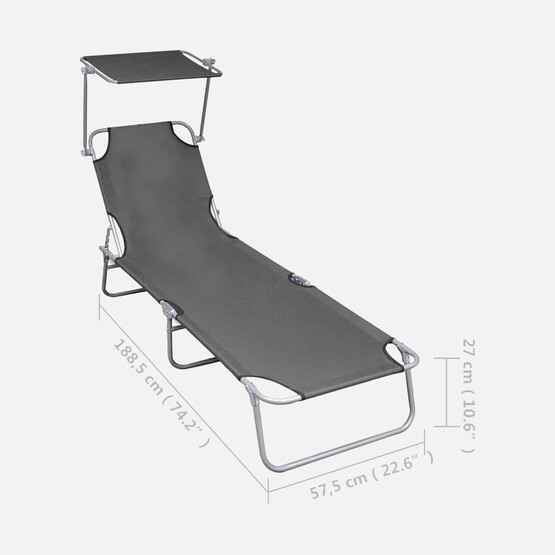 Sunfun Metal Katlanabilir Şezlong Gri 