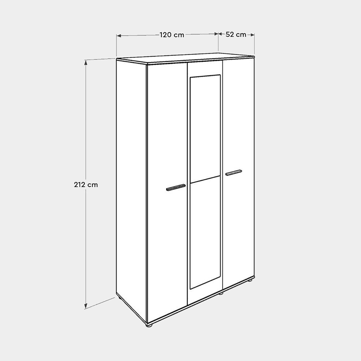    Adore Trendline 3 Kapaklı Aynalı Gardırop Sonoma   