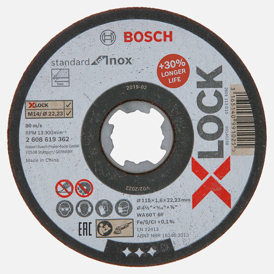 Bosch X-LOCK Standard for Inox 115x1.6 mm Düz Kesici Disk 