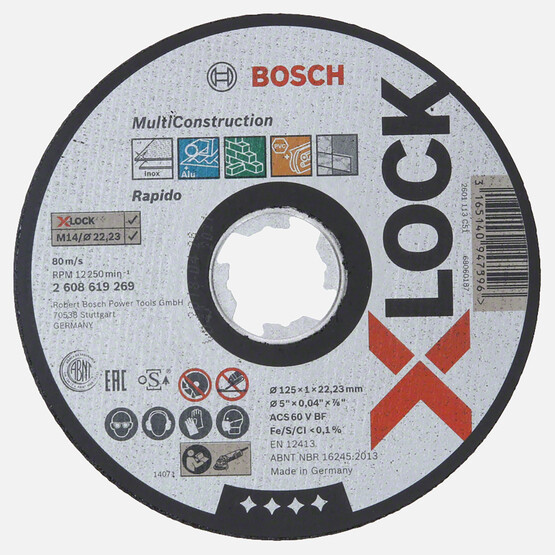 Bosch X-LOCK MultiMaterial 125x1.0 mm Düz Kesici Disk 