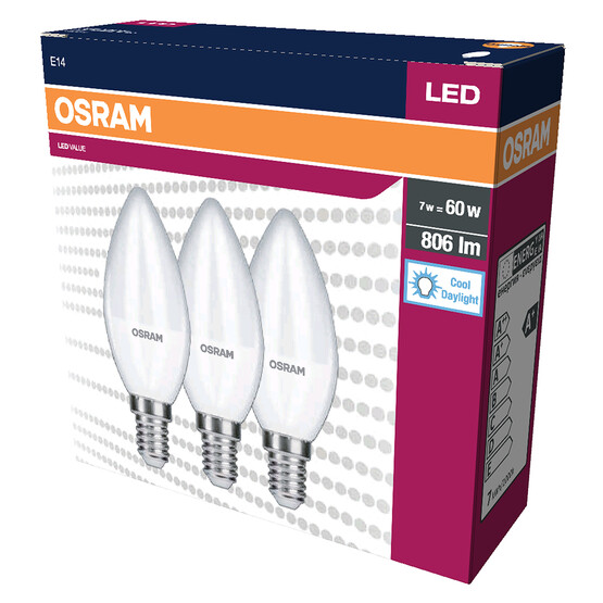 Osram Klasik Mum 7 W Beyaz Mum E14 Duy 3'lü Led Ampul  