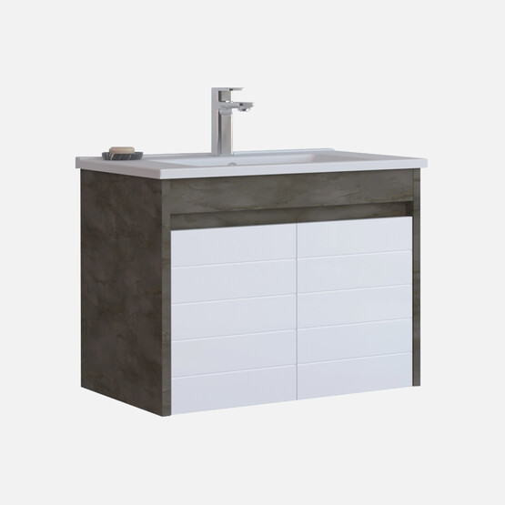 Bonitobagno Göksu 65 cm Banyo Dolabı Alt Modül Antrasit-Beyaz