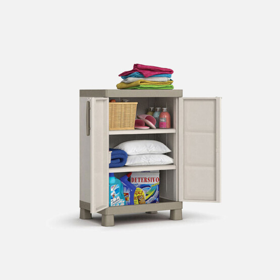 Keter Excellence Kısa 2 Raflı Plastik Dolap 65x45x97 cm  Bej