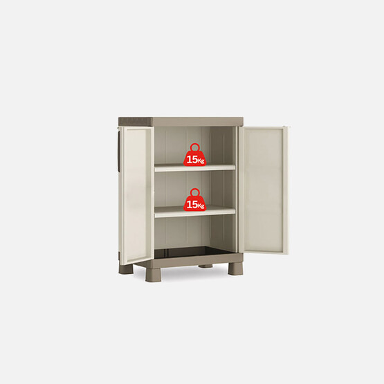 Keter Excellence Kısa 2 Raflı Plastik Dolap 65x45x97 cm  Bej