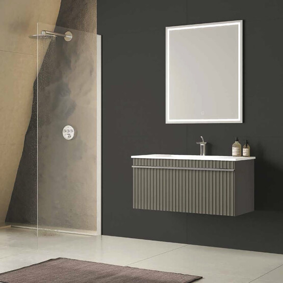 Gold Banyo Rocco Aynalı 100 cm Takım Banyo Dolabı Yeşil