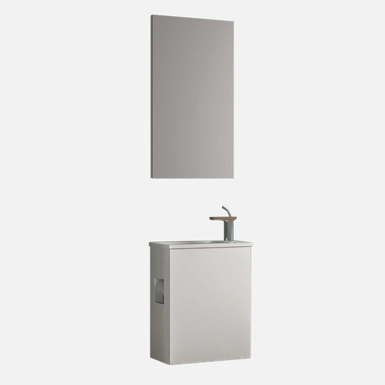 Gold Banyo Totti Aynalı 45 cm Takım Banyo Dolabı Gri