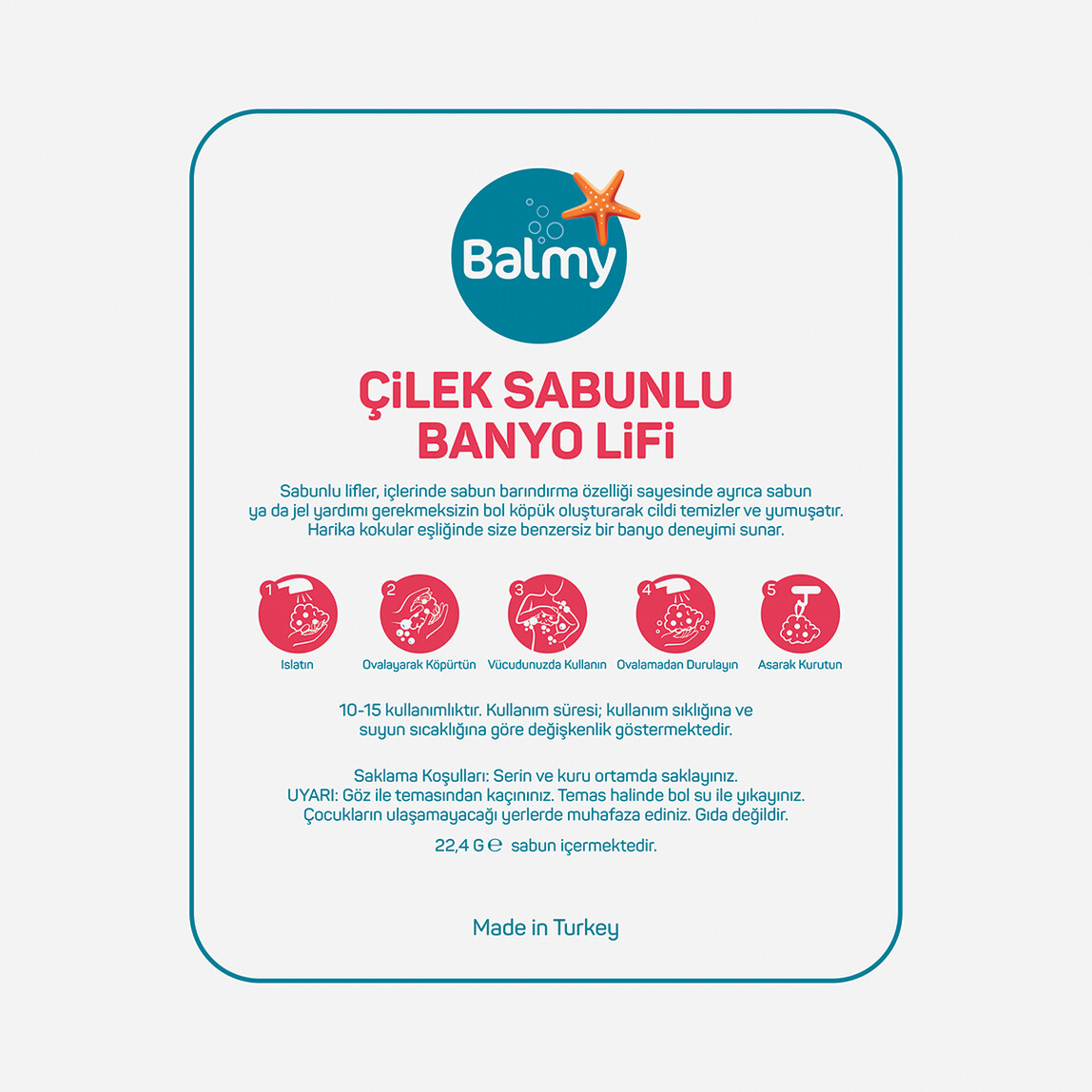    Balmy Çilek Sabunlu Banyo Lifi 