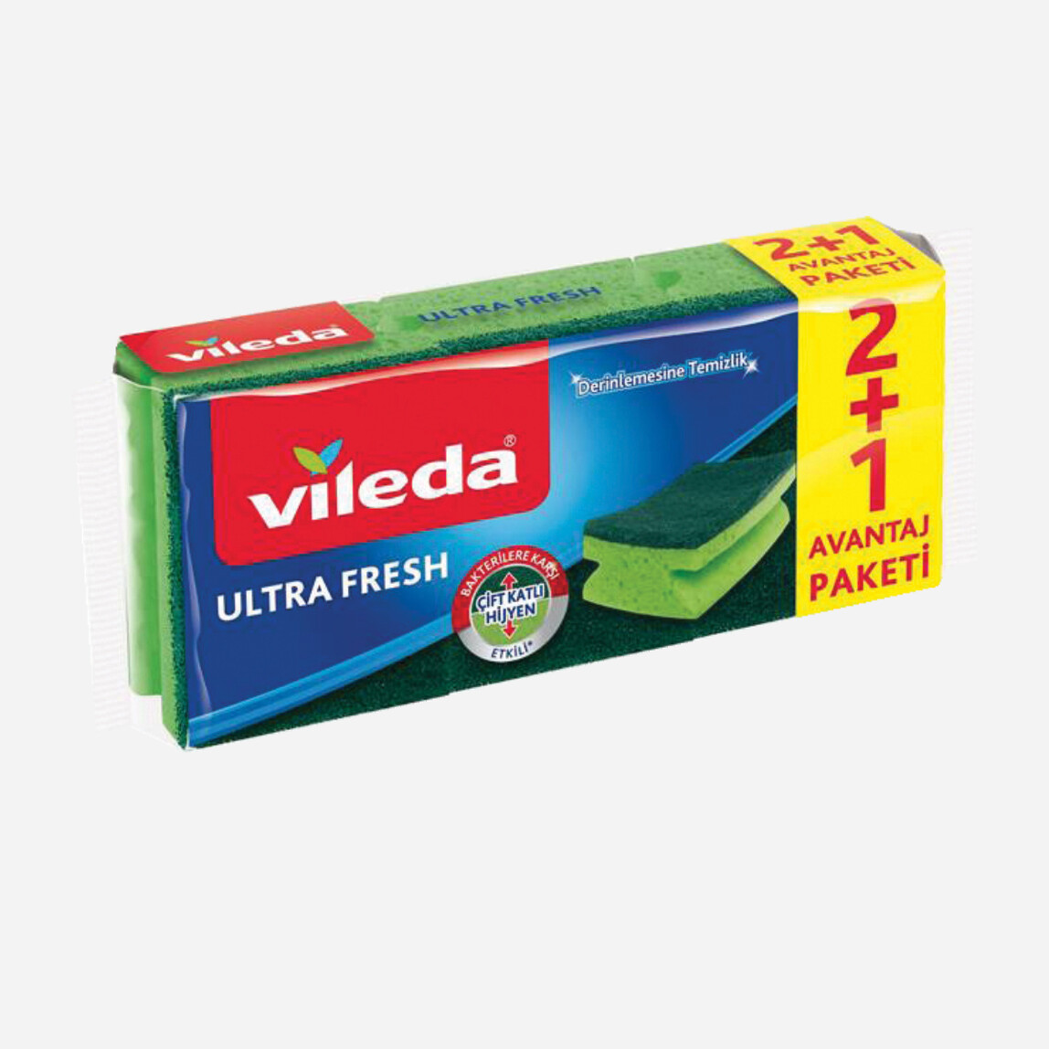    Vileda Ultra Fresh Oluklu 3'lü Dikdörtgen Sünger 