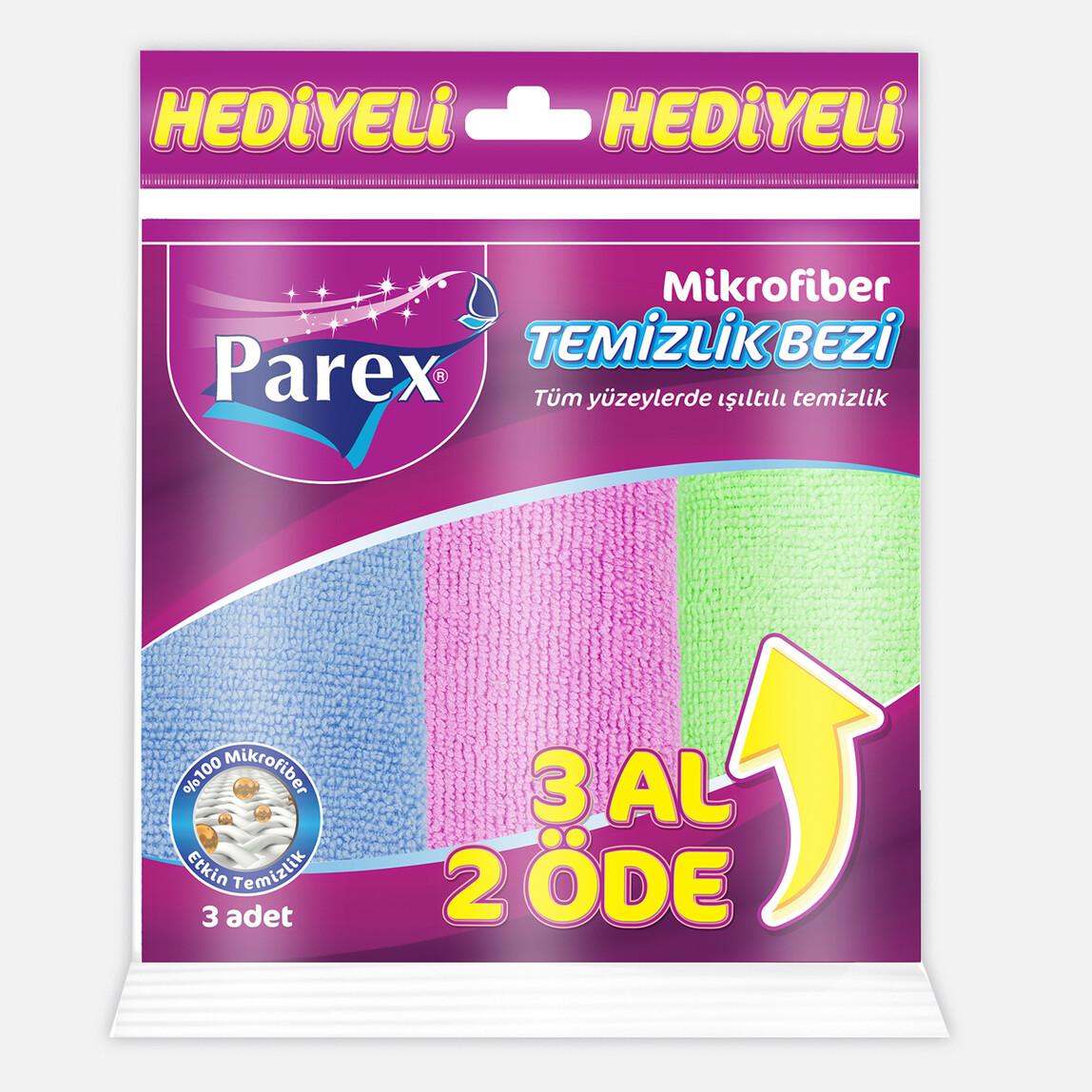    Parex Mikrofiber Temizlik Bezi 3'lü Eko Paket  