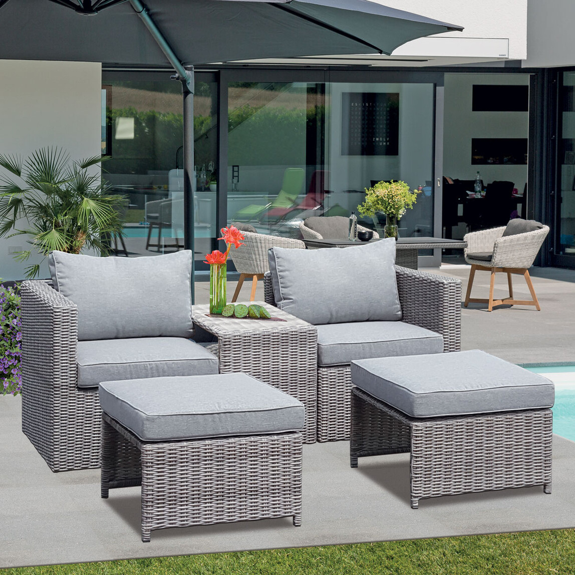    Sunfun Side Rattan Oturma Grubu Gri  