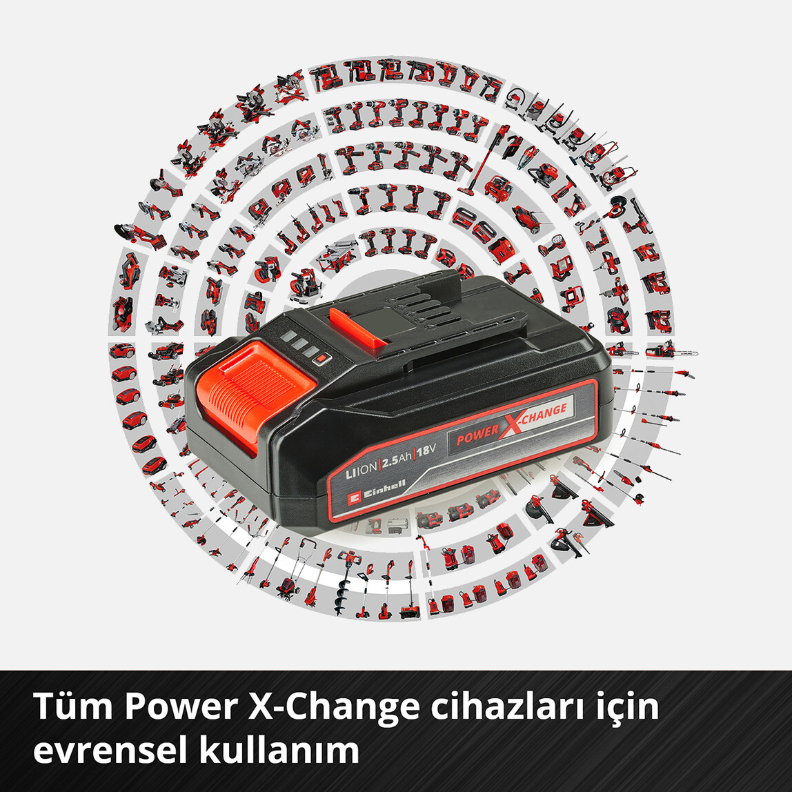    Einhell Power X-Change 18V 2,5 Ah Li-ion Akü 3A Şarj Cihazı 