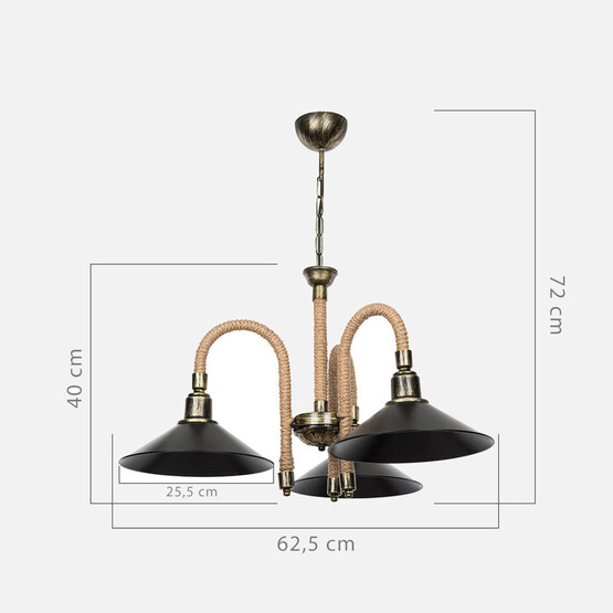 Asz Marta Modern 3'lü E27 Duy Metal Avize 