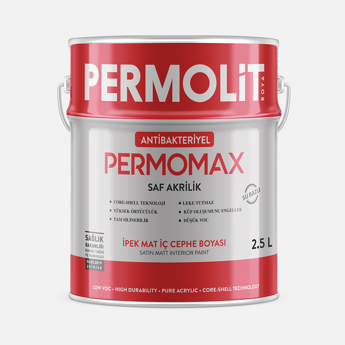    Permolit 2,5 L Permomax Antibakteriyel İç Cephe Boyası Beyaz 