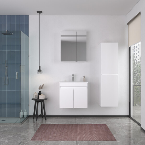 Bonitobagno Capri Aynalı 56 cm Banyo Dolabı Üst Modül Gri