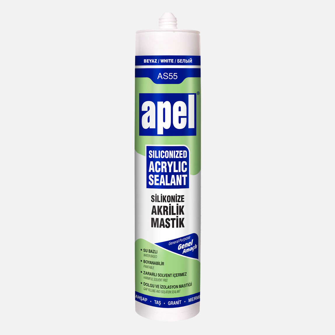    Apel Silikonize Akrilik Mastik Beyaz 500 g 