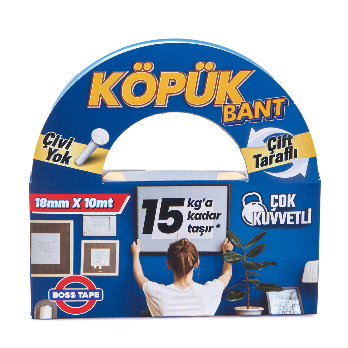   Boss Tape Solvent Akrilik Köpük Montaj Bandı-Mavi  
